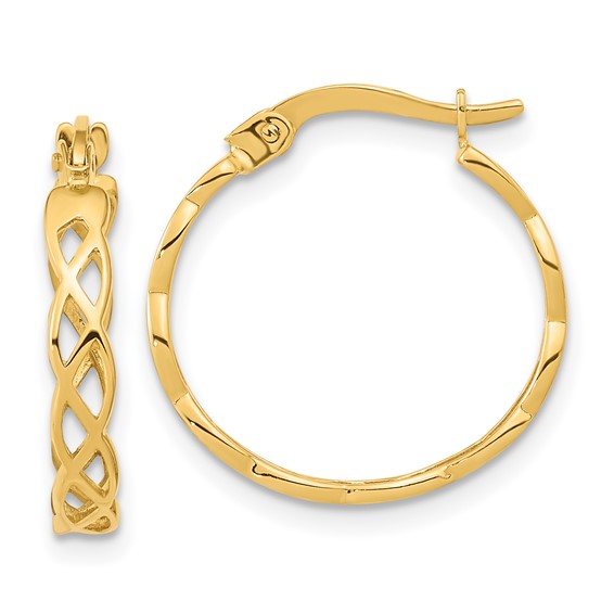 3.5mm Gold Woven Hoop Earrings