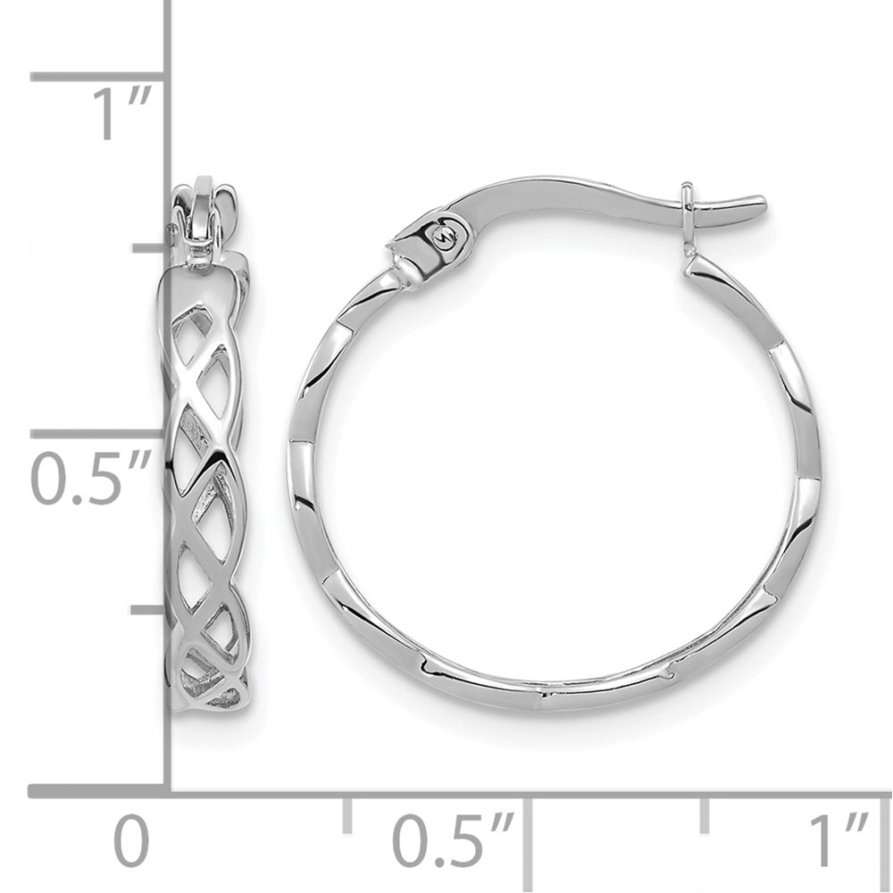 14k White Gold Polished Intertwined Filigree Hoop Earrings (TF1282W)