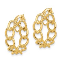 14K Yellow Gold Polished Cable Link Circle Hoop Earrings view 2