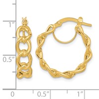14K Yellow Gold Polished Cable Link Circle Hoop Earrings view 4