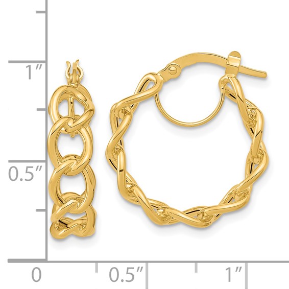 14k Polished Cable Link Circle Hoop Earrings