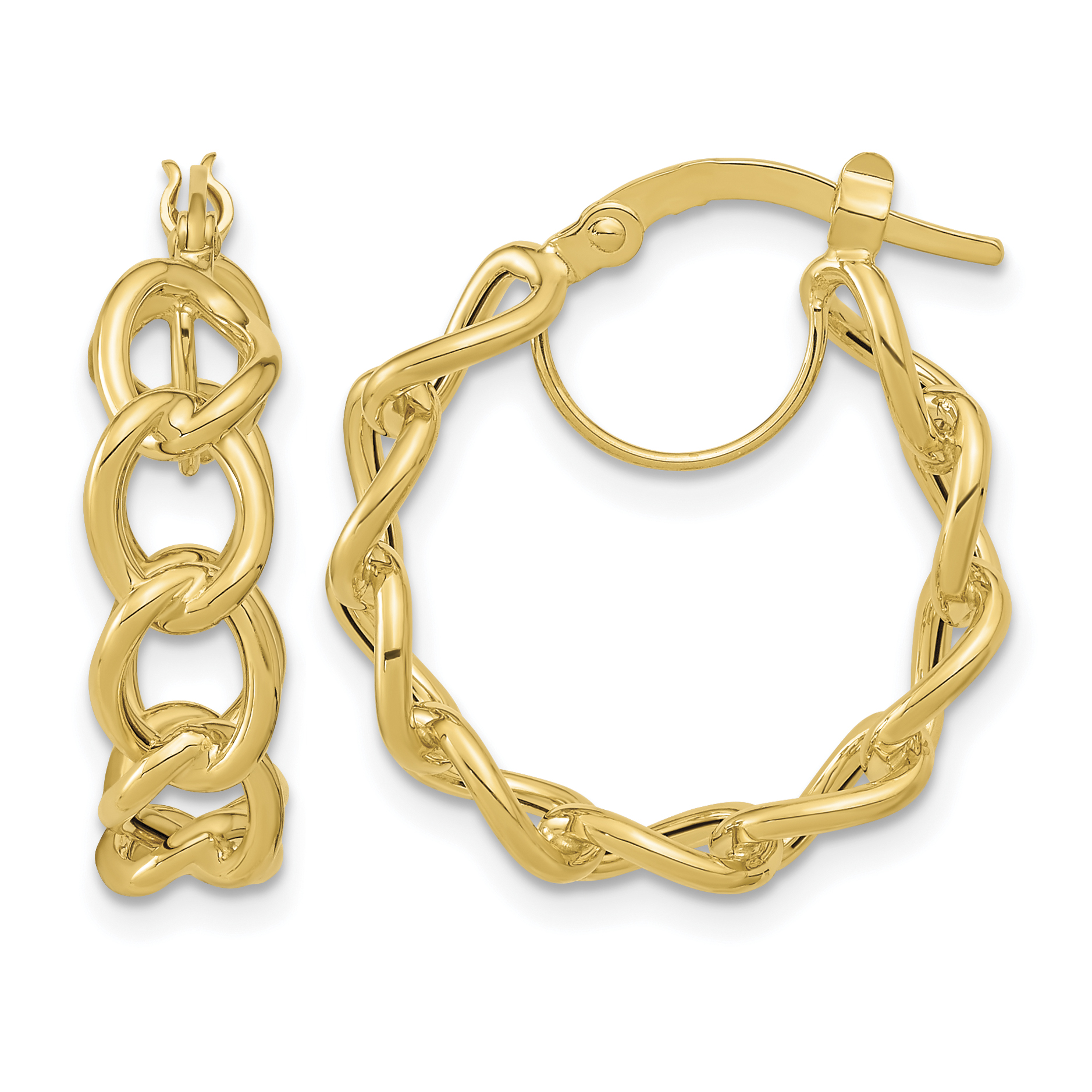 14k Polished Cable Link Circle Hoop Earrings (TF1283)
