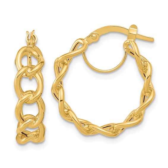 14k Polished Cable Link Circle Hoop Earrings