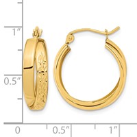 14K Yellow Gold Polished Diamond-cut Twist Hoop Earrings view 4