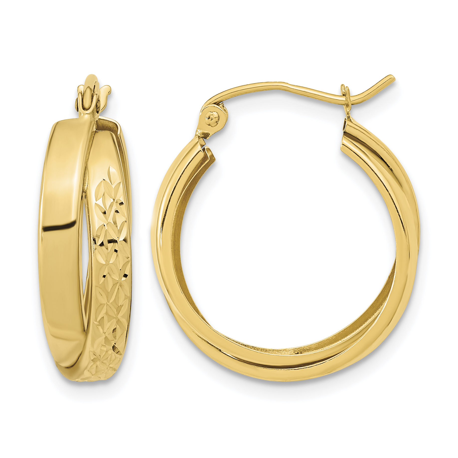 14k Polished Diamond-cut Twist Hoop Earrings (TF1286)