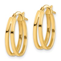 14K Yellow Gold Polished Double Hoops view 2