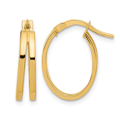14K Yellow Gold Polished Double Hoops