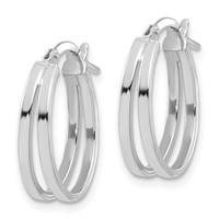 14K White Gold Polished Double Hoops view 2