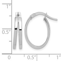 14K White Gold Polished Double Hoops view 4