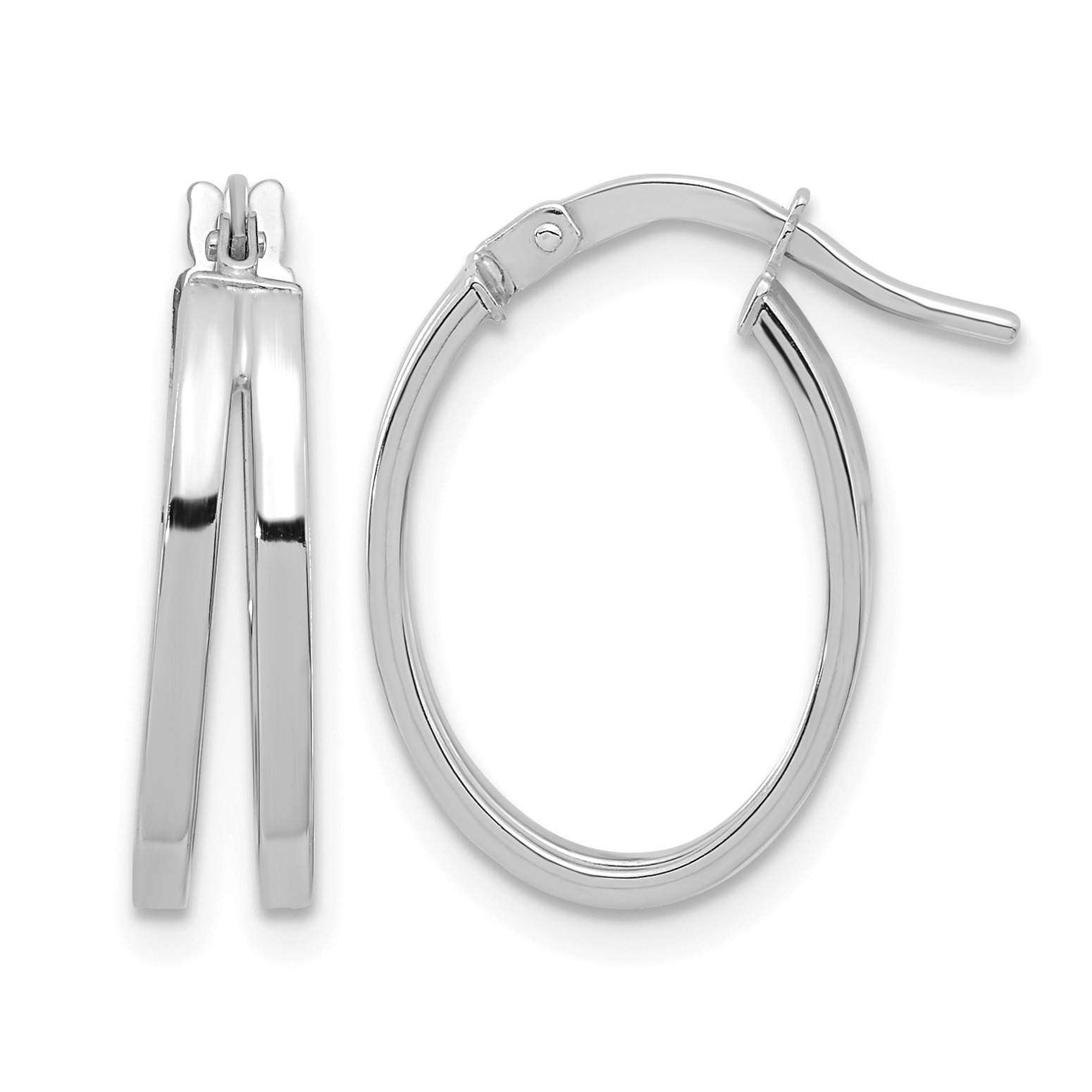 14k White Gold Polished Double Hoops (TF1288W)