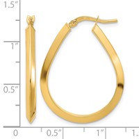 14K Yellow Gold 2.75x 26mm Polished Knife-Edge Teardrop-Shape Tube Hoop Earrings view 4