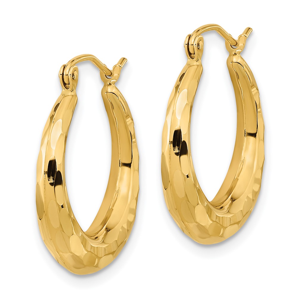 14k Polished Diamond-cut Hoop Earrings (TF1300)
