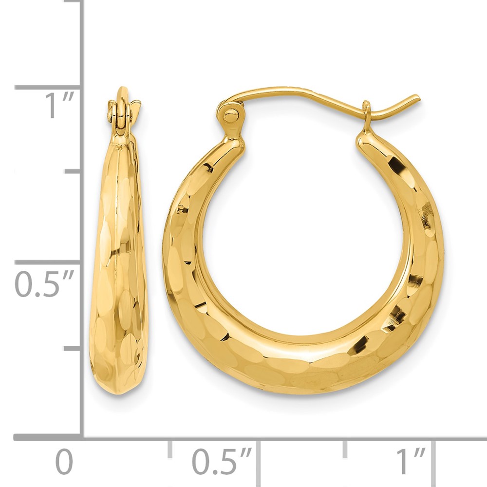 14k Polished Diamond-cut Hoop Earrings (TF1300)