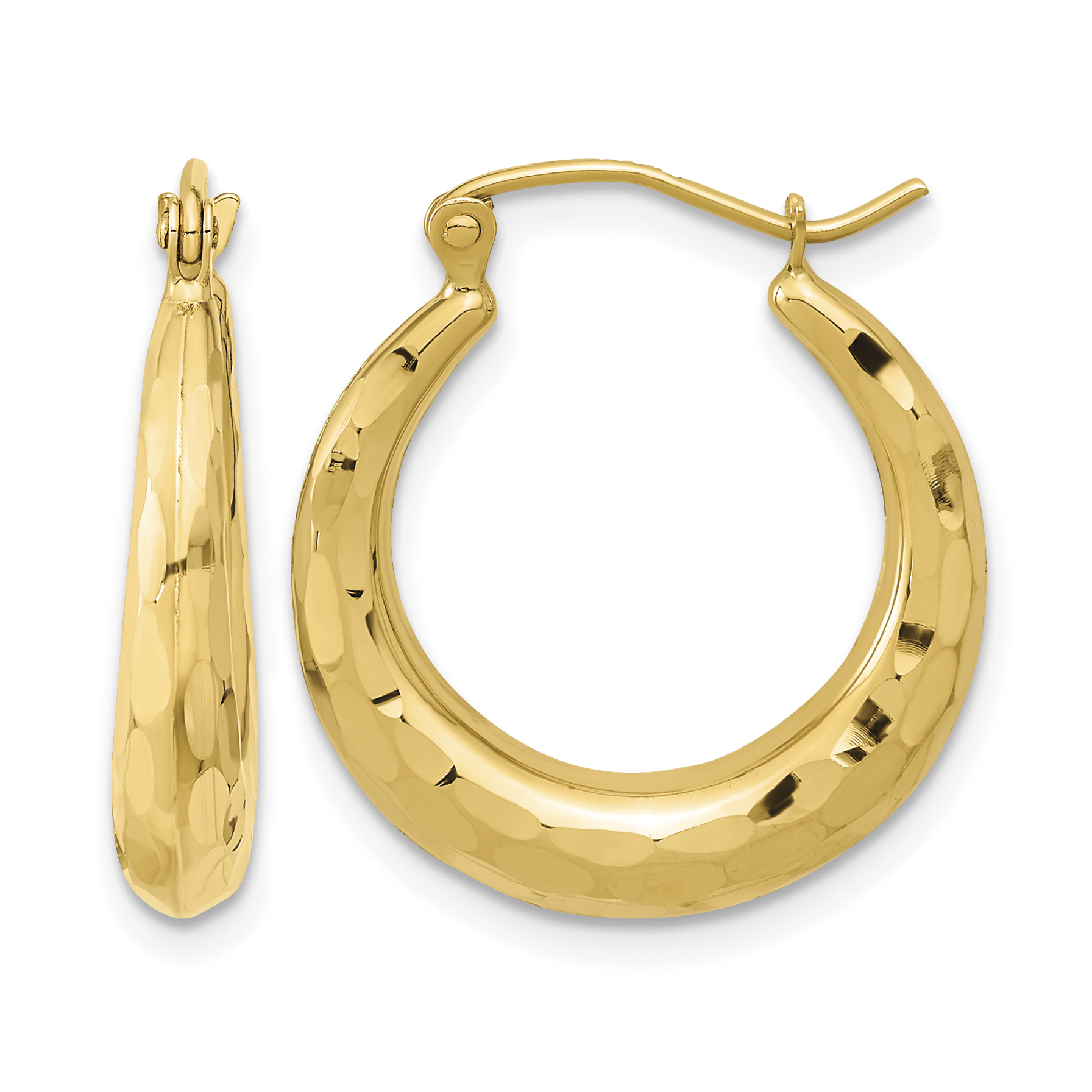14k Polished Diamond-cut Hoop Earrings (TF1300)
