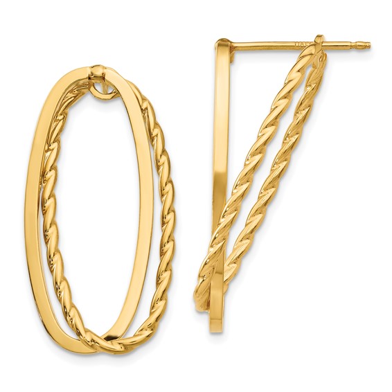 14k Fancy Diamond-Cut Versatile Oval Post Earrings