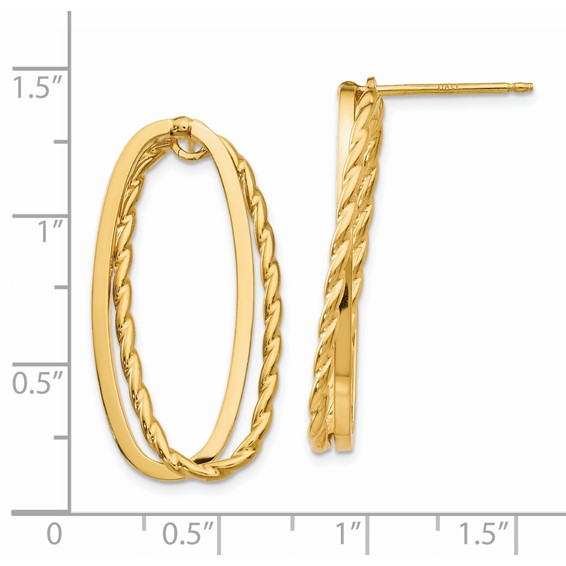 14k Fancy Diamond-Cut Versatile Oval Post Earrings