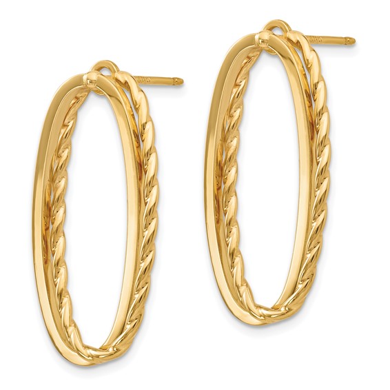 14k Fancy Diamond-Cut Versatile Oval Post Earrings