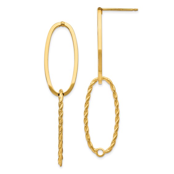 14k Fancy Diamond-Cut Versatile Oval Post Earrings