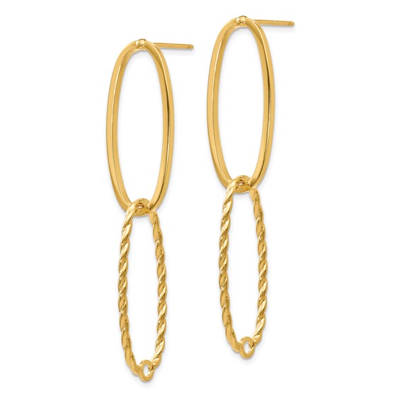 14k Fancy Diamond-Cut Versatile Oval Post Earrings