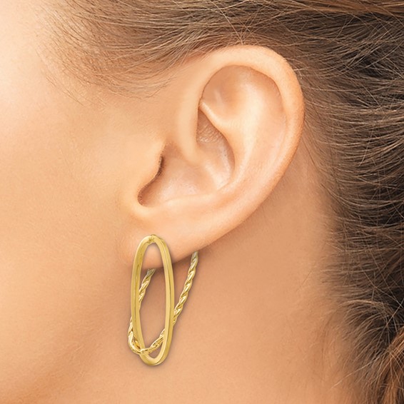 14k Fancy Diamond-Cut Versatile Oval Post Earrings