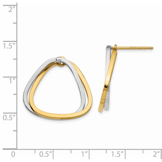 14k Two-Tone Fancy Versatile Triangle Post Earrings