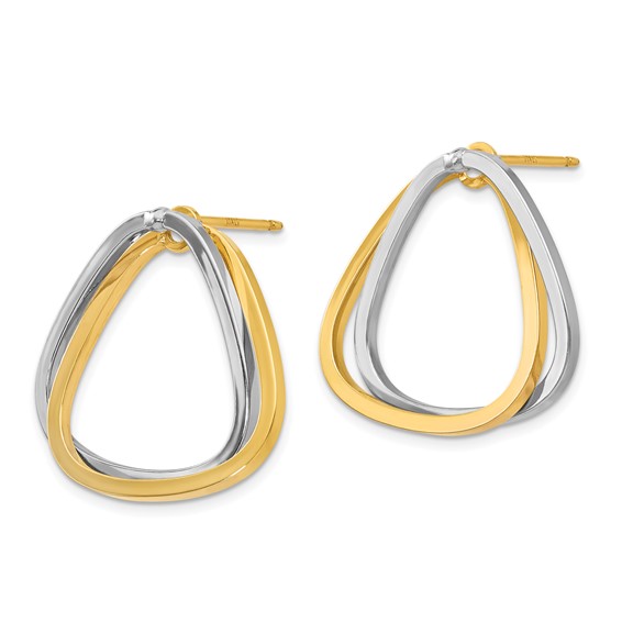 14k Two-Tone Fancy Versatile Triangle Post Earrings