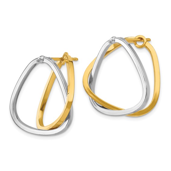 14k Two-Tone Fancy Versatile Triangle Post Earrings