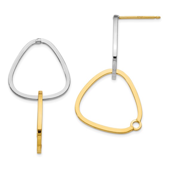 14k Two-Tone Fancy Versatile Triangle Post Earrings