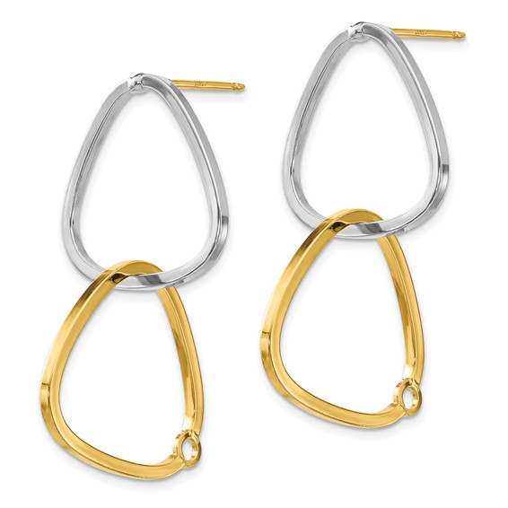 14k Two-Tone Fancy Versatile Triangle Post Earrings