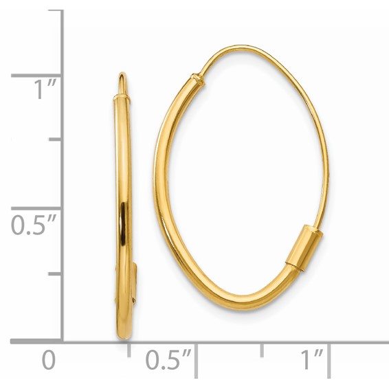 14k Polished Oval Dangle Wire Threader Earrings