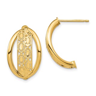 1/2pr 14k Polished & Diamond-cut Post Dangle Earrings