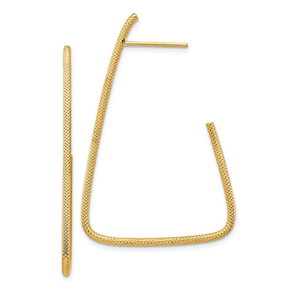 1/2pr 14k Polished & Textured Fancy Post Dangle Earrings