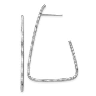 1/2pr 14k White Gold Polished & Textured Fancy Post Dangle Earrings