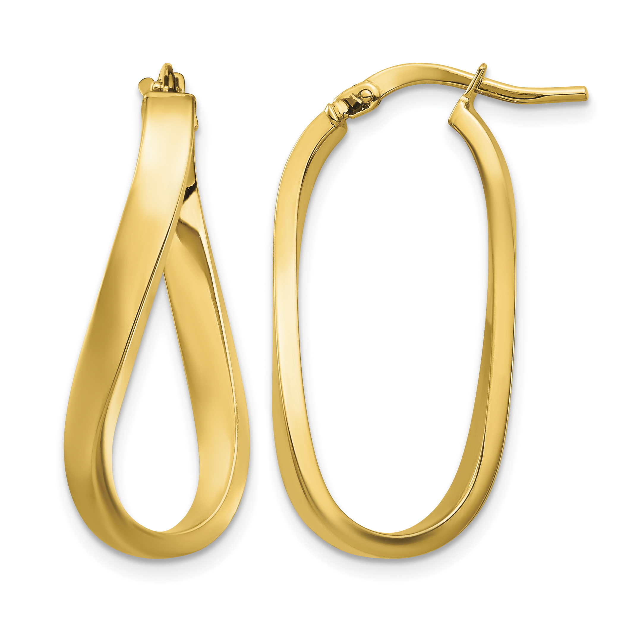 14k Polished 3mm Wavy Hoop Earrings (TF1362)