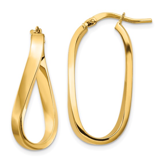 14k Polished 3mm Wavy Hoop Earrings