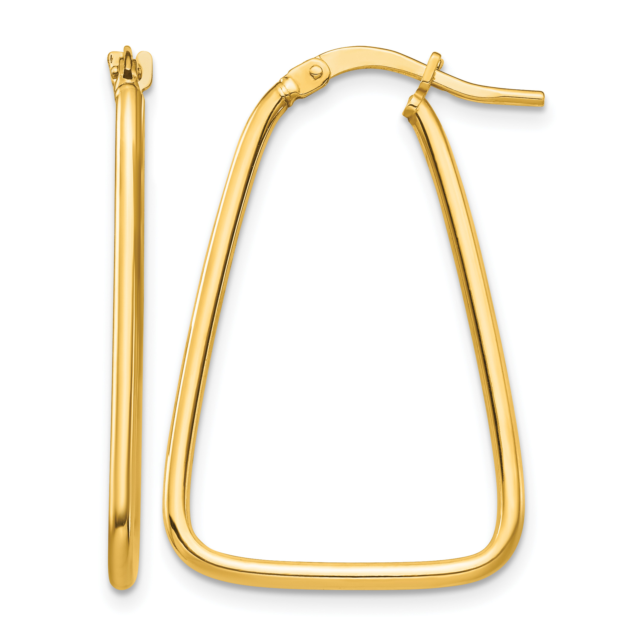14k 1.5mm Polished Triangle Dangle Hoop Earrings (TF1366)