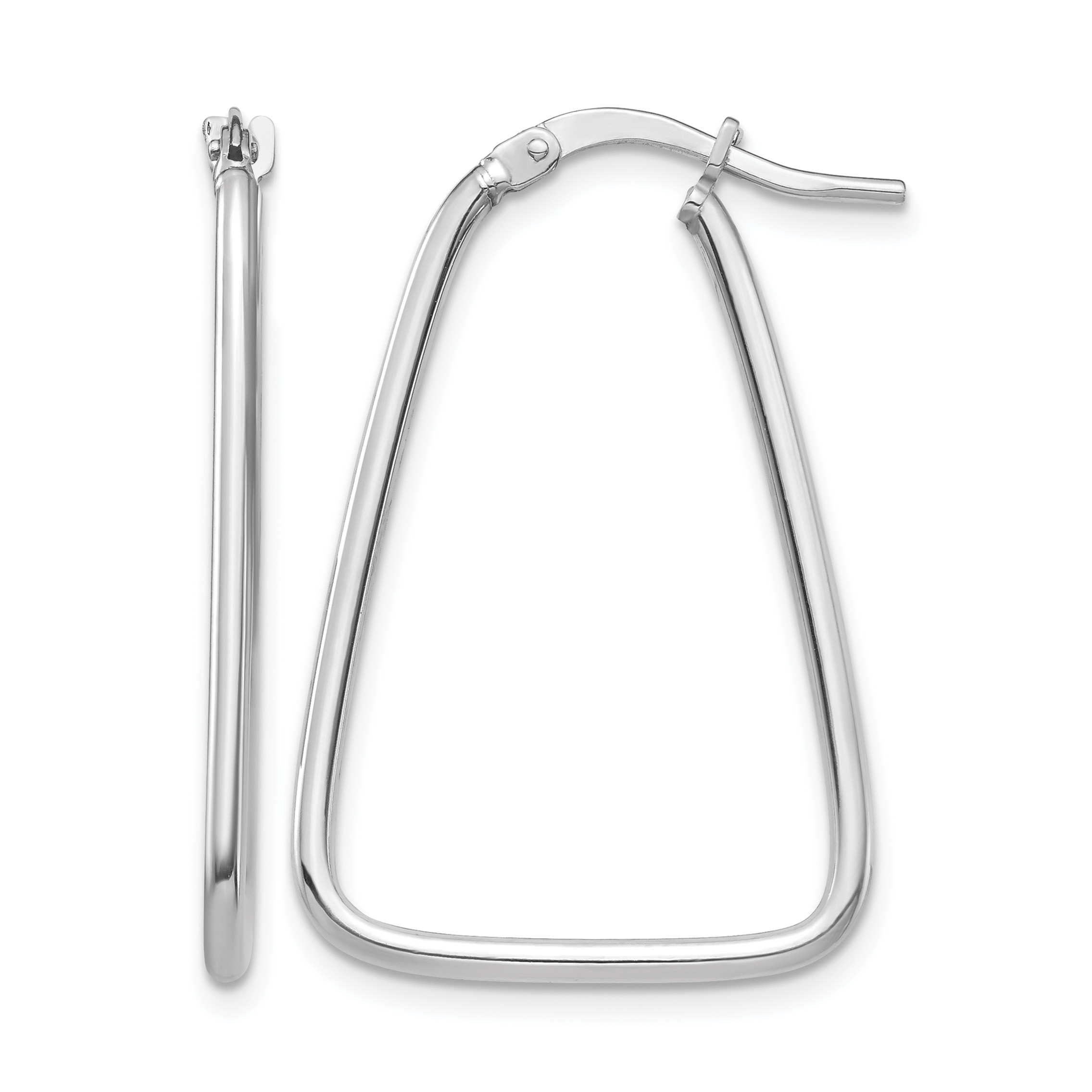 14k 1.5mm White Gold Polished Triangle Dangle Hoop Earrings (TF1366W)