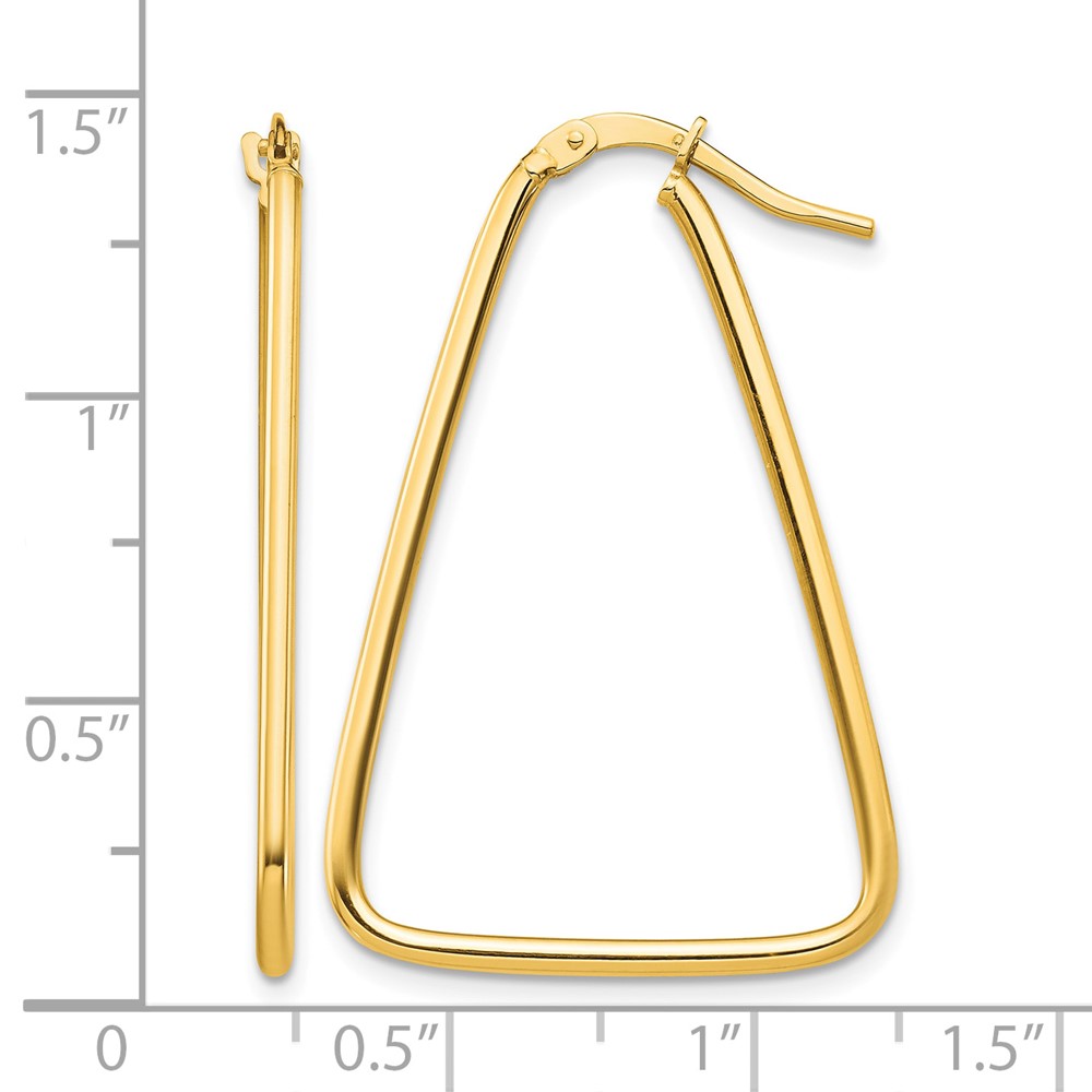 14k 1.5mm Polished Triangle Dangle Hoop Earrings (TF1367)