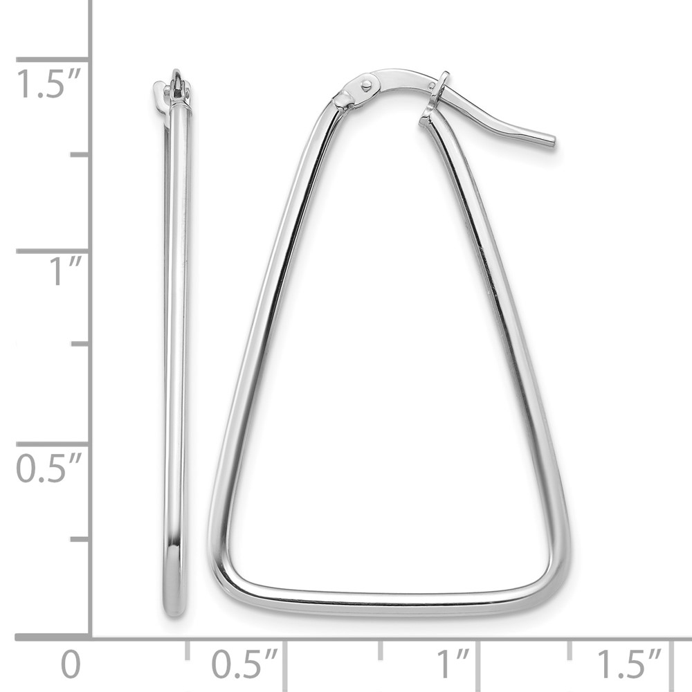 14k 1.5mm White Gold Polished Triangle Dangle Hoop Earrings (TF1367W)