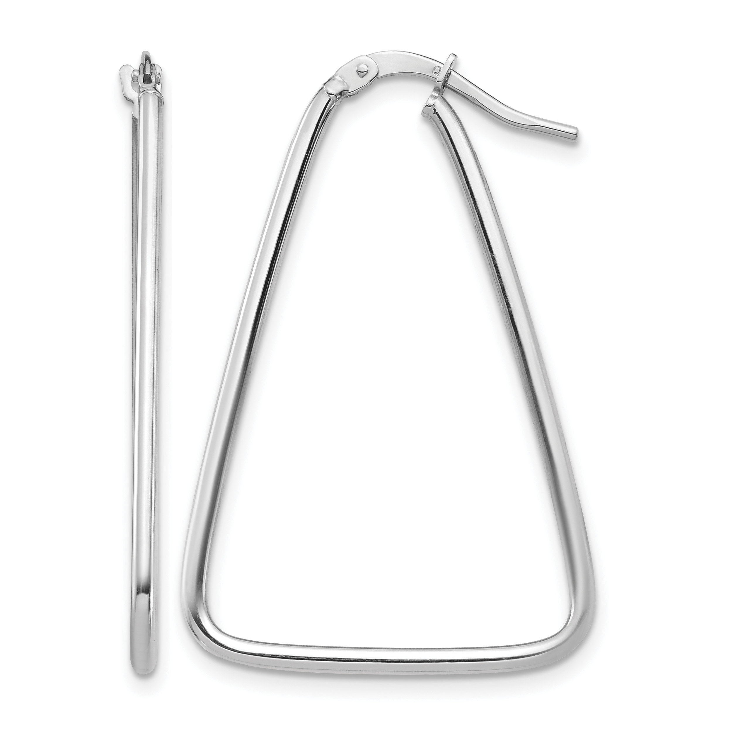 14k 1.5mm White Gold Polished Triangle Dangle Hoop Earrings (TF1367W)