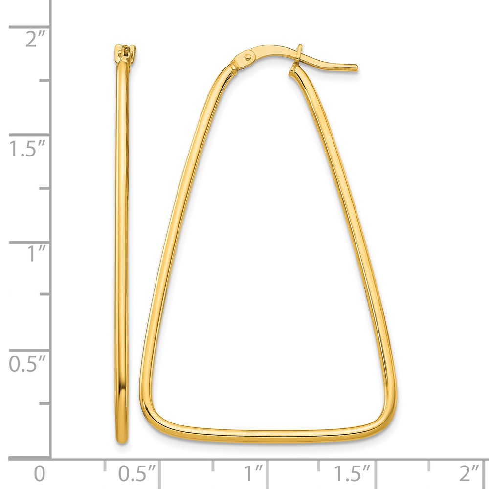 14k 1.5mm Polished Large Triangle Dangle Hoop Earrings (TF1368)