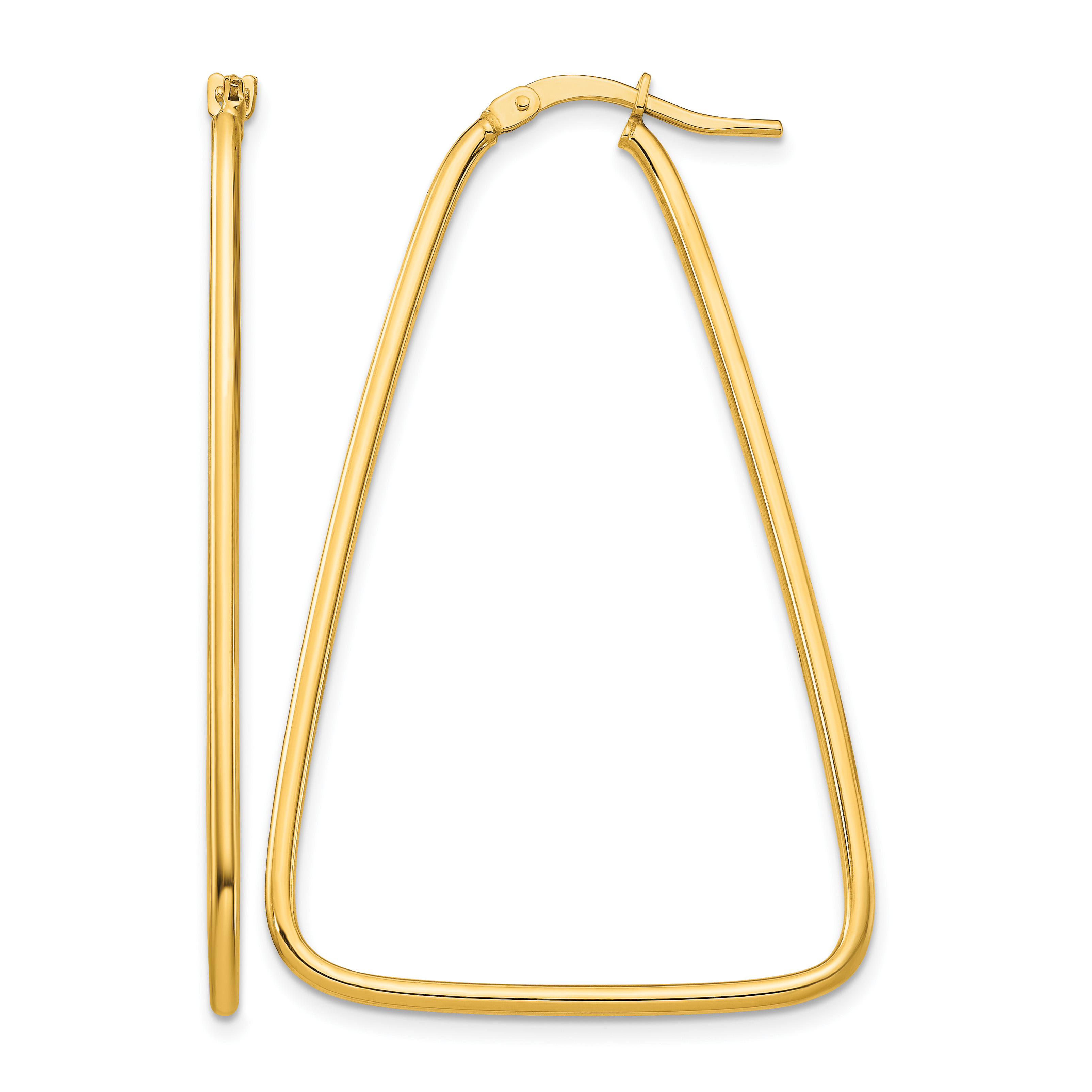 14k 1.5mm Polished Large Triangle Dangle Hoop Earrings (TF1368)