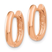 14K Rose Gold Oval Hinged Hoop Earrings view 2