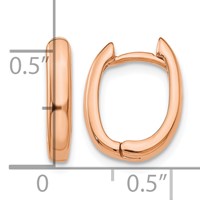 14K Rose Gold Oval Hinged Hoop Earrings view 4