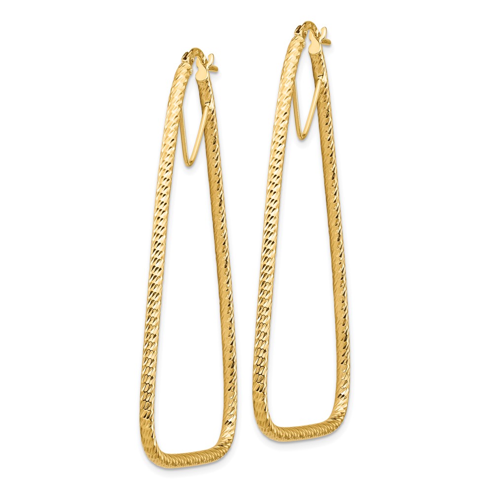 14k Polished & Diamond-cut Double Triangle Hoop Earrings (TF1373)