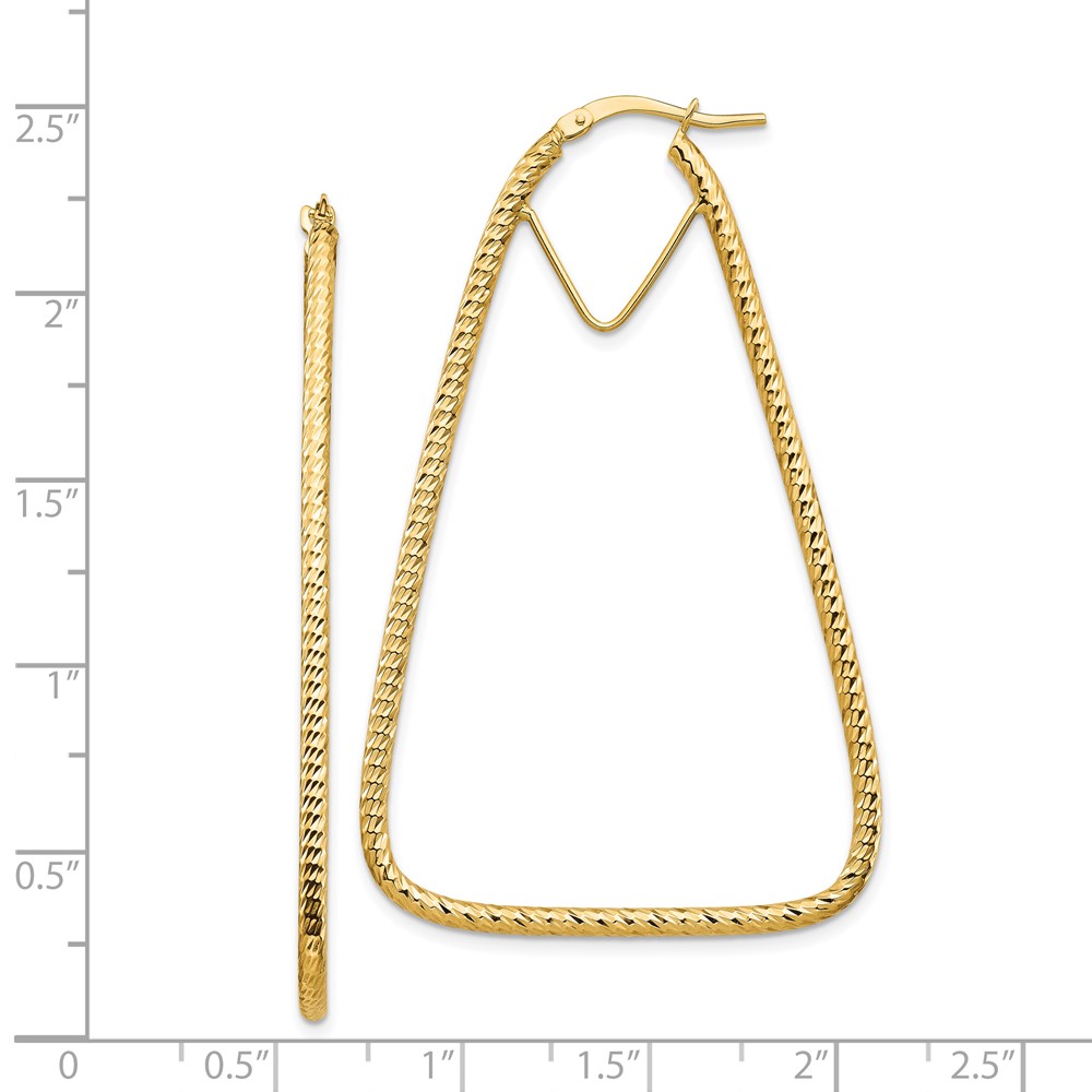 14k Polished & Diamond-cut Double Triangle Hoop Earrings (TF1373)