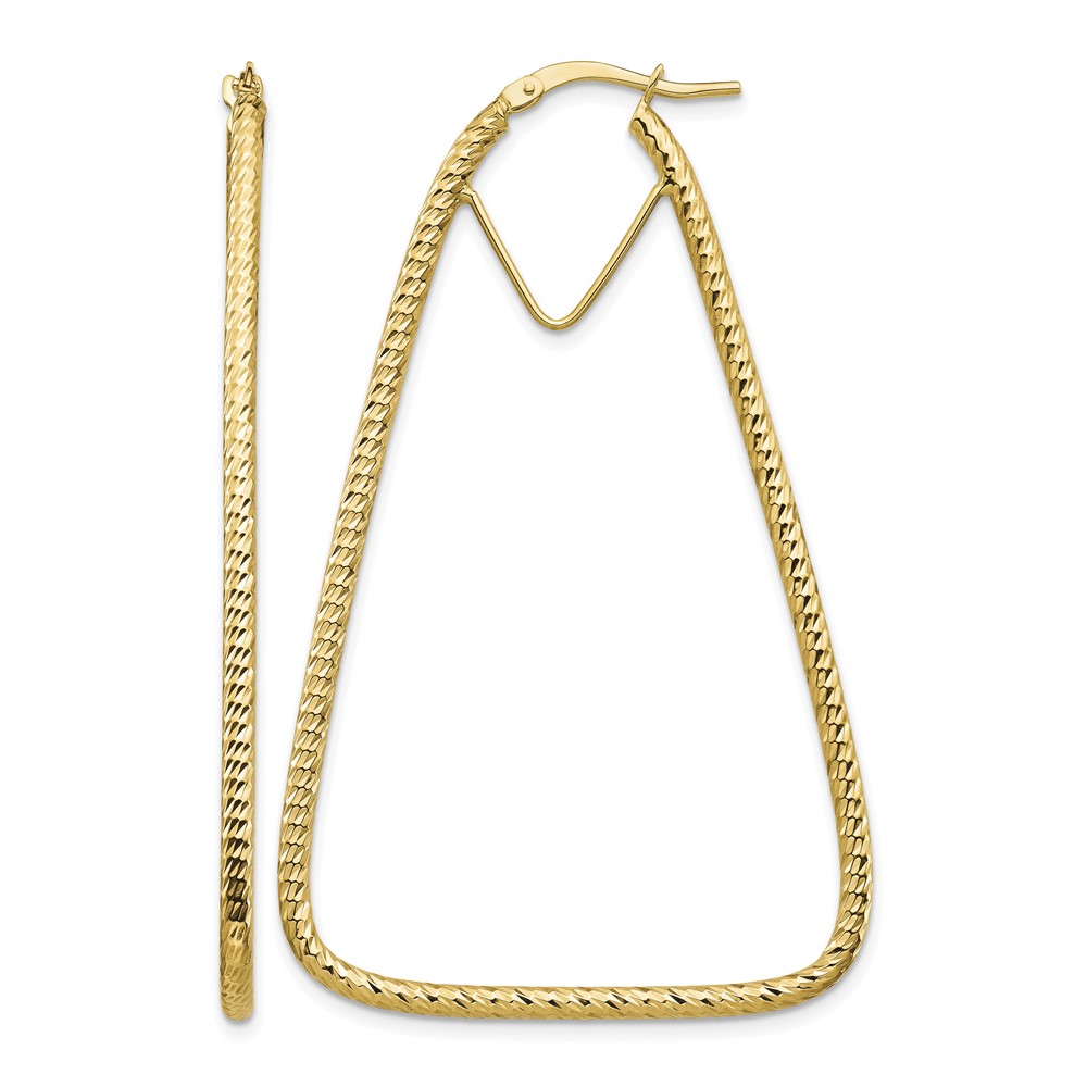 14k Polished & Diamond-cut Double Triangle Hoop Earrings (TF1373)