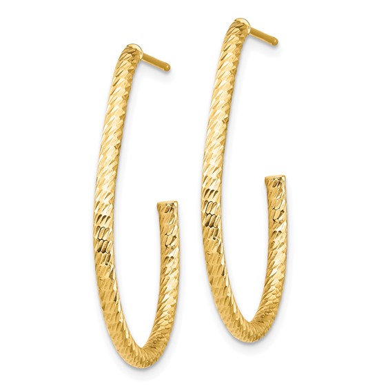 Gold Diamond-cut J-hoop Post Earrings
