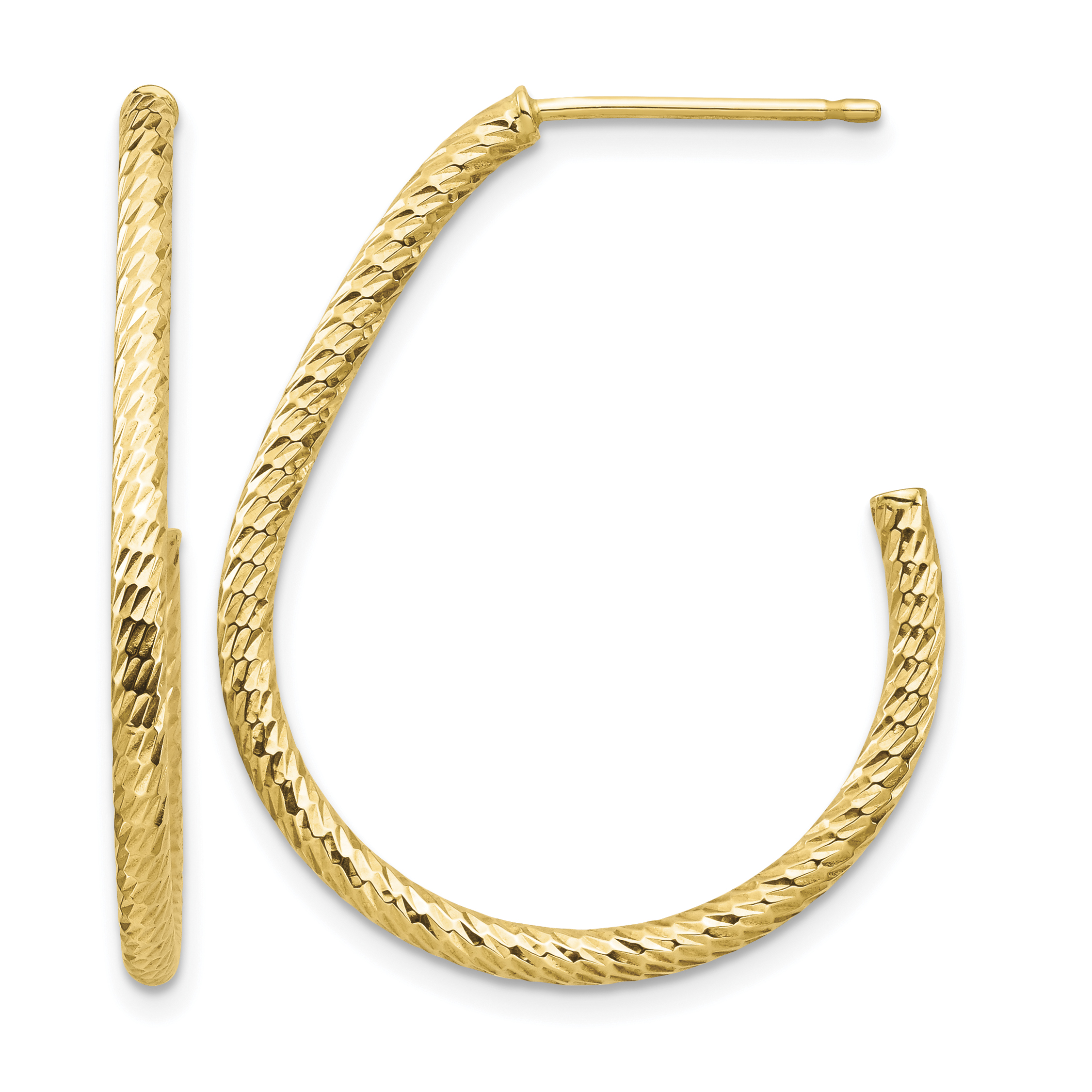14k Polished Diamond-cut Post Dangle Earrings (TF1378)