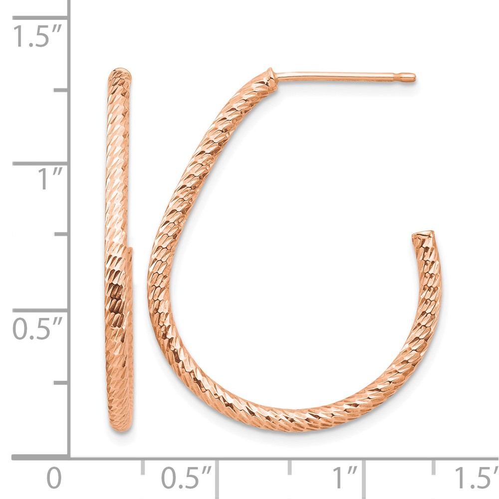 14k Rose Gold Polished Diamond-cut Post Dangle Earrings (TF1378R)